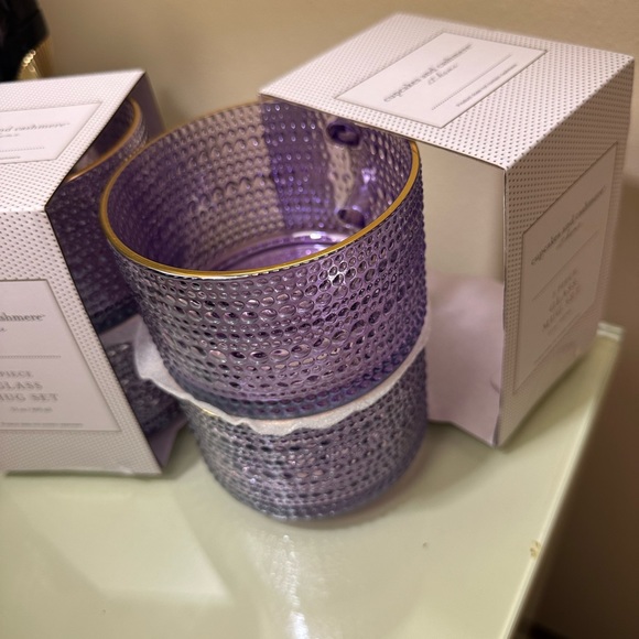 Cupcakes and Cashmere Set of 4 Purple Embossed 15 oz Glass Mug Set - Picture 4 of 7